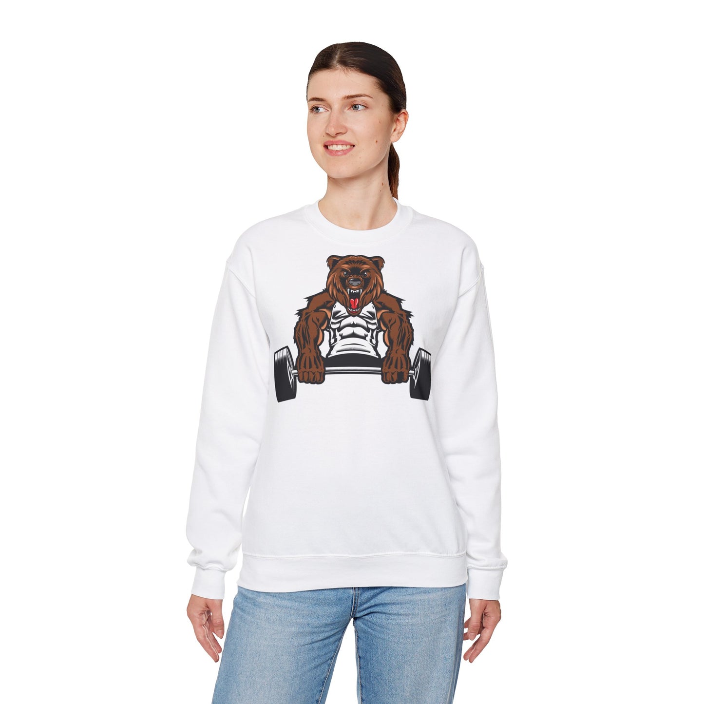 Funny Bear Gym Sweatshirt - Unisex Heavy Blend™ Crewneck for Fitness Enthusiasts