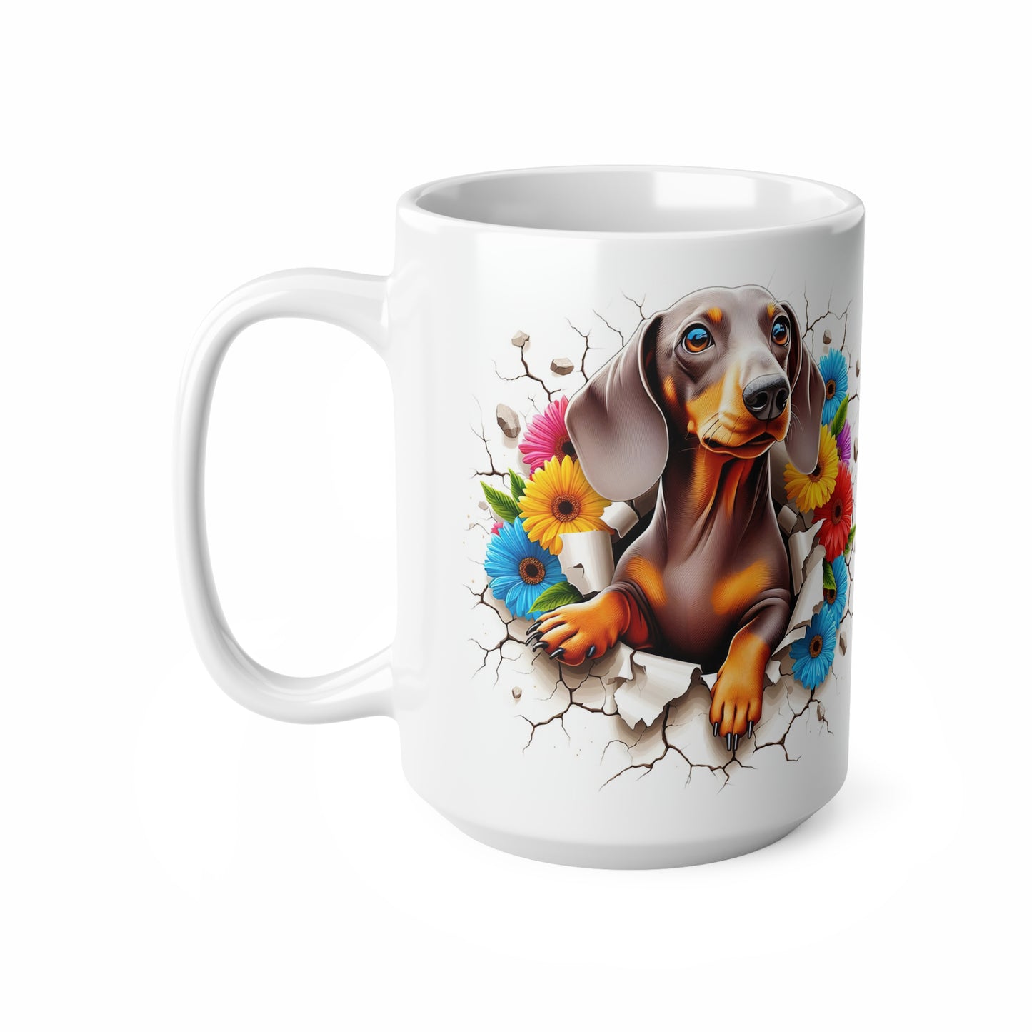 Dachshund Floral Design Coffee Mug - 11oz & 15oz