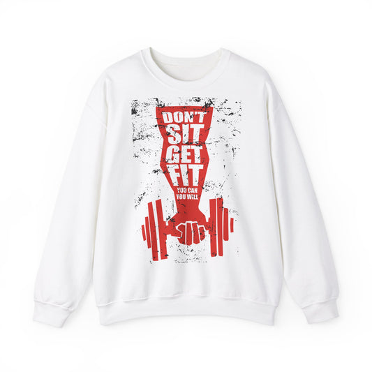 Motivational Fitness Zip Sweatshirt - "Don't Sit, Get Fit"