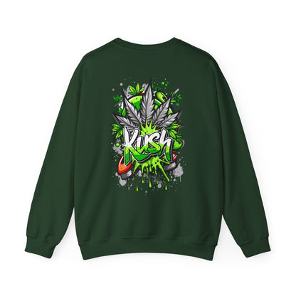 Kush Graffiti Sweatshirt — Green Cannabis Leaf Street Art