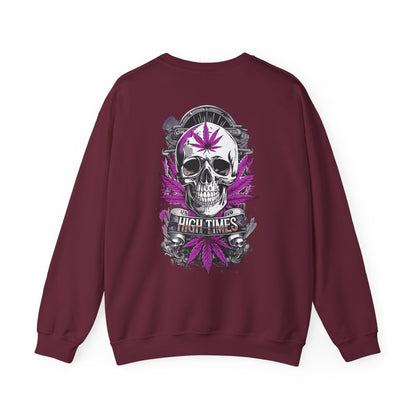 Skull & Purple Cannabis Leaf- "High Times" Graphic Sweatshirt