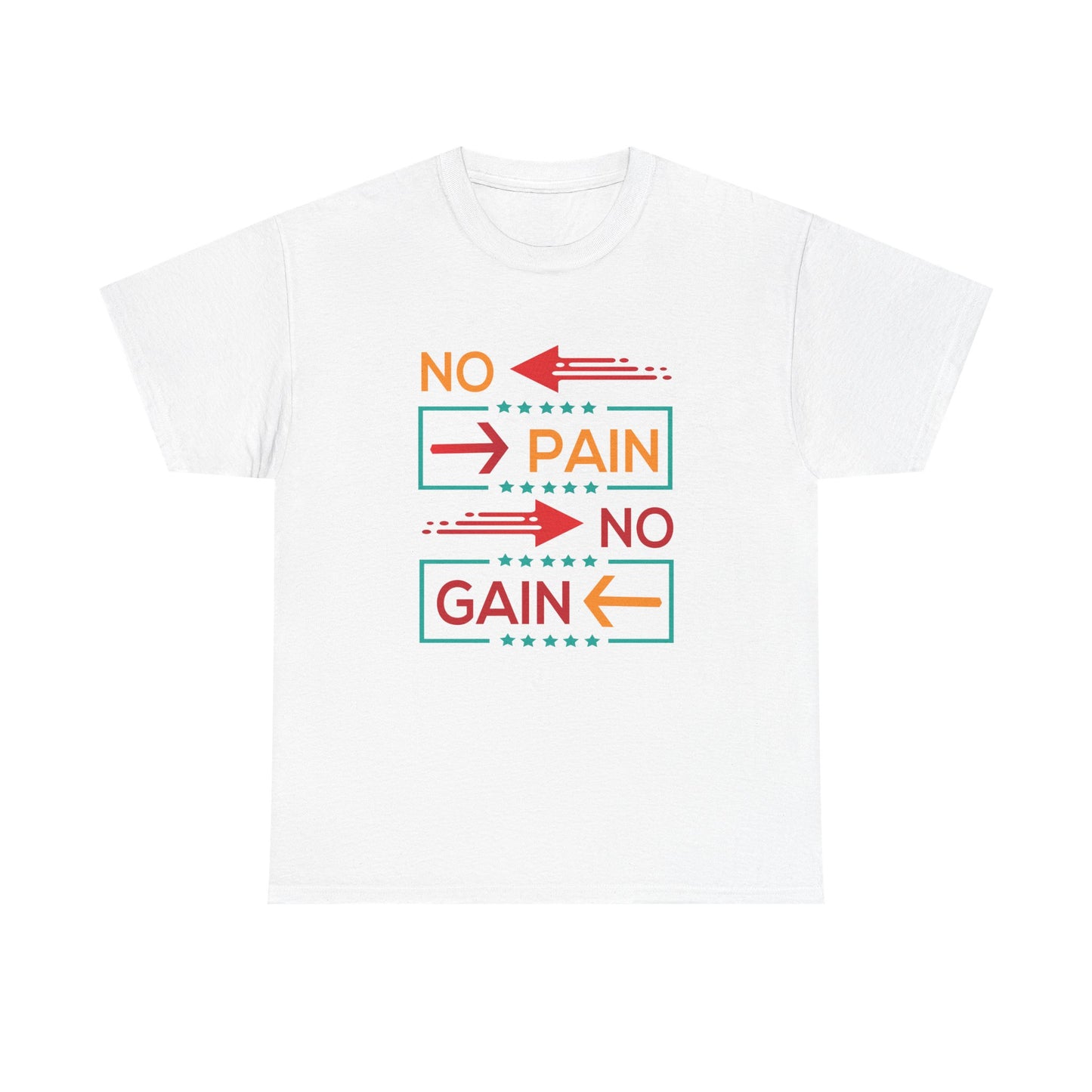 Motivational Unisex Heavy Cotton Tee - 'No Pain No Gain' Gym Shirt