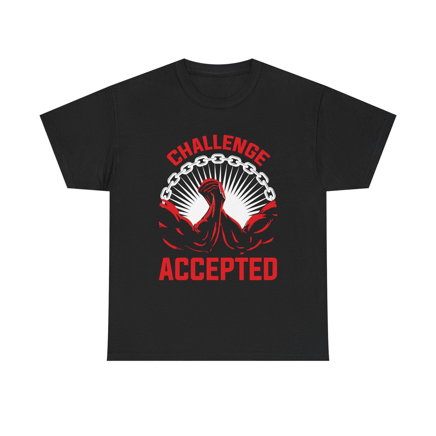 Challenge Accepted Unisex Heavy Cotton Tee - Motivational Fitness Shirt Black