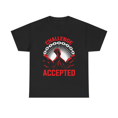 Challenge Accepted Unisex Heavy Cotton Tee - Motivational Fitness Shirt Black