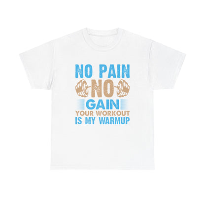 Unisex Heavy Cotton Tee - "No Pain, No Gain" Fitness Motivational Shirt