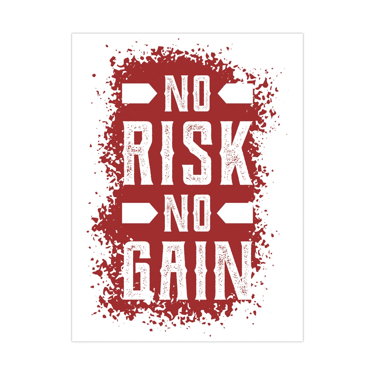 Motivational Matte Poster - "No Risk No Gain" Wall Art for Home Gym & Office Decoration