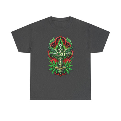 420 Cannabis Shield T-Shirt – Marijuana Leaf Stoner Graphic Tee