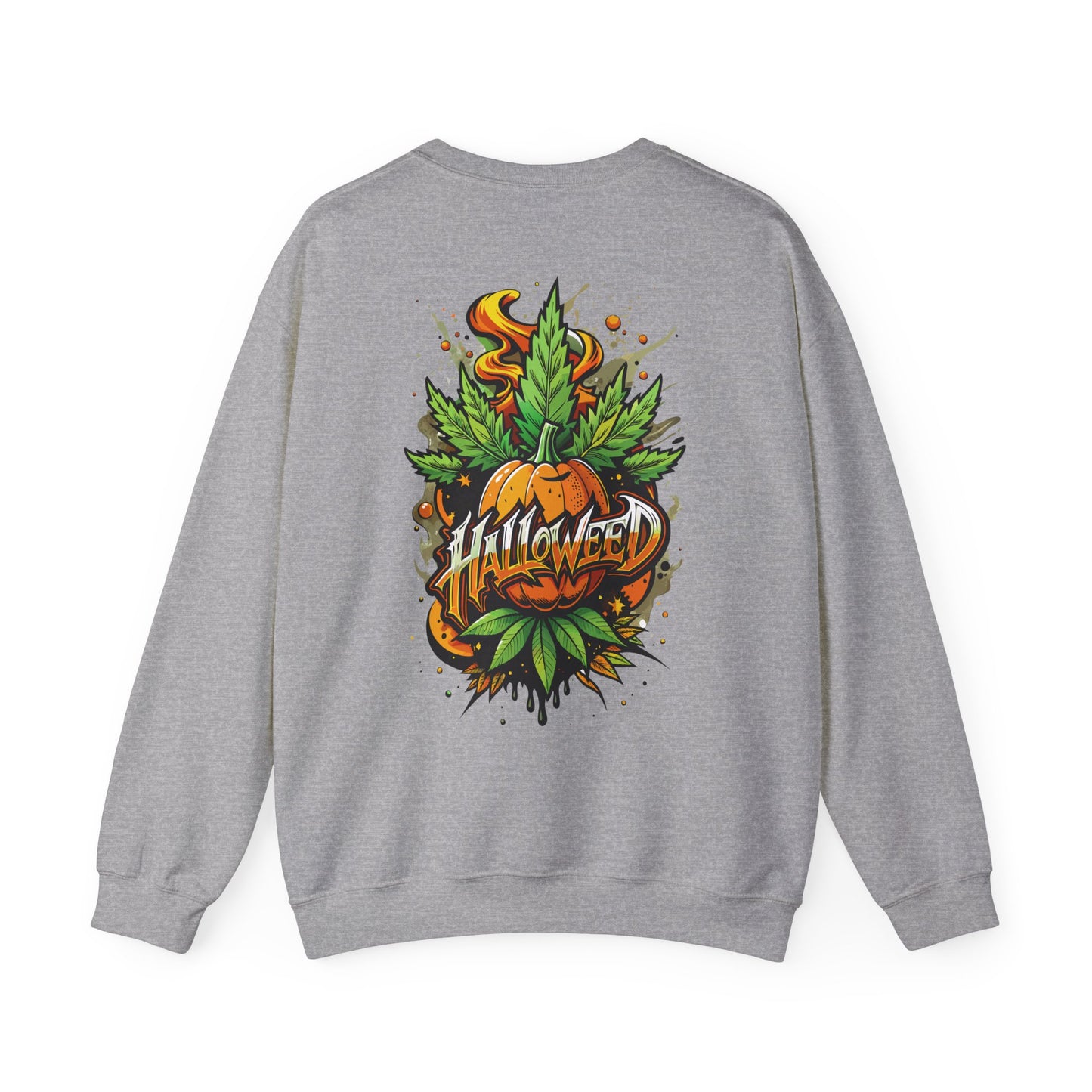 Halloween Pumpkin Graphic Sweatshirt — 'Halloween' Pumpkin & Leaves Illustration