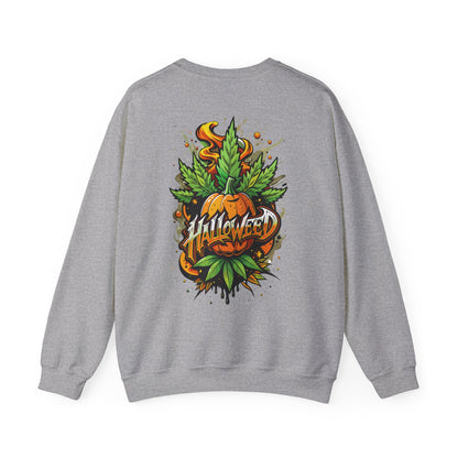Halloween Pumpkin Graphic Sweatshirt — 'Halloween' Pumpkin & Leaves Illustration