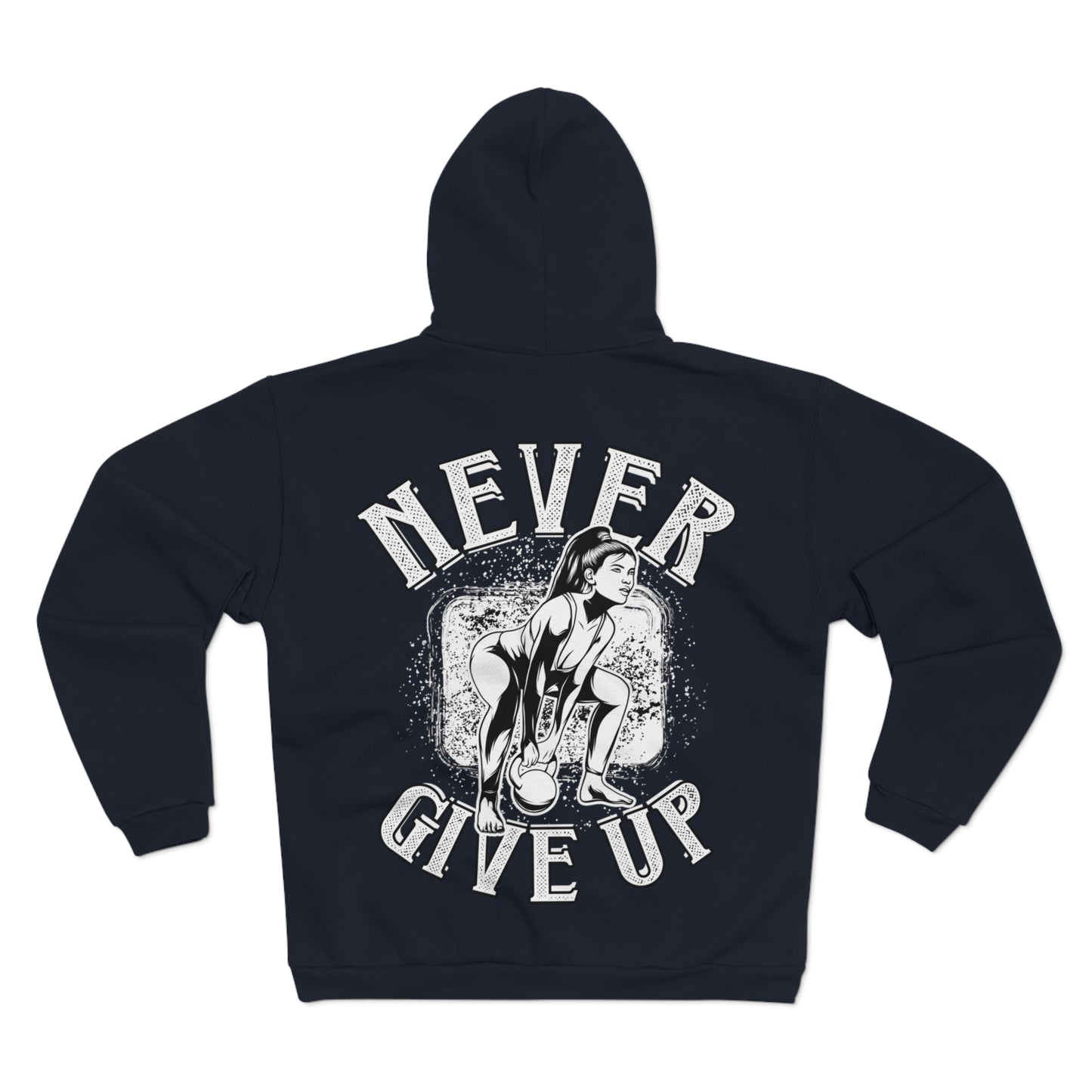 Motivational Unisex Hooded Zip Sweatshirt - 'Never Give Up'