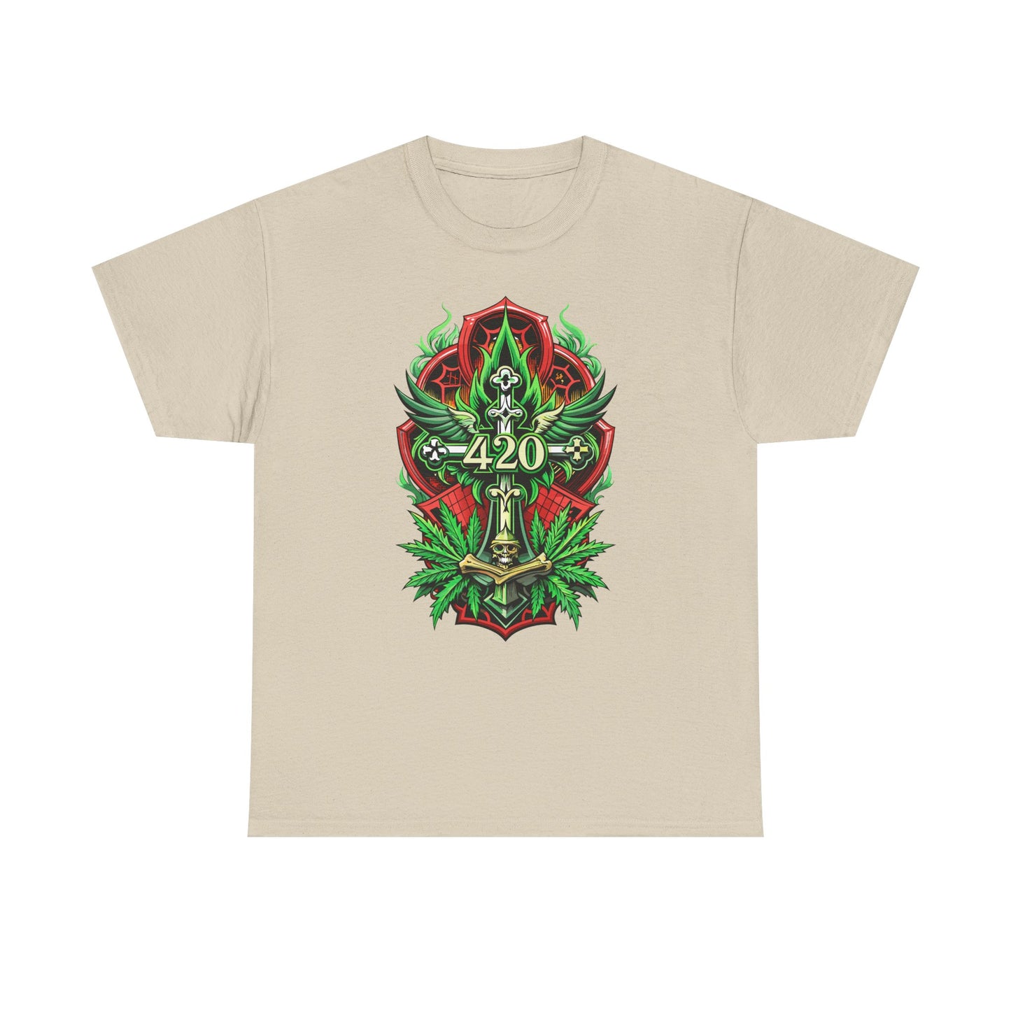 420 Cannabis Shield T-Shirt – Marijuana Leaf Stoner Graphic Tee