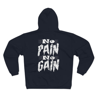No Pain No Gain Unisex Zip Sweatshirt – Motivational Fitness Hoodie