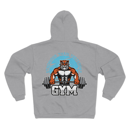 Stronger Than Yesterday Gym Hoodie - Unisex Hooded Zip Sweatshirt for Fitness Enthusiasts