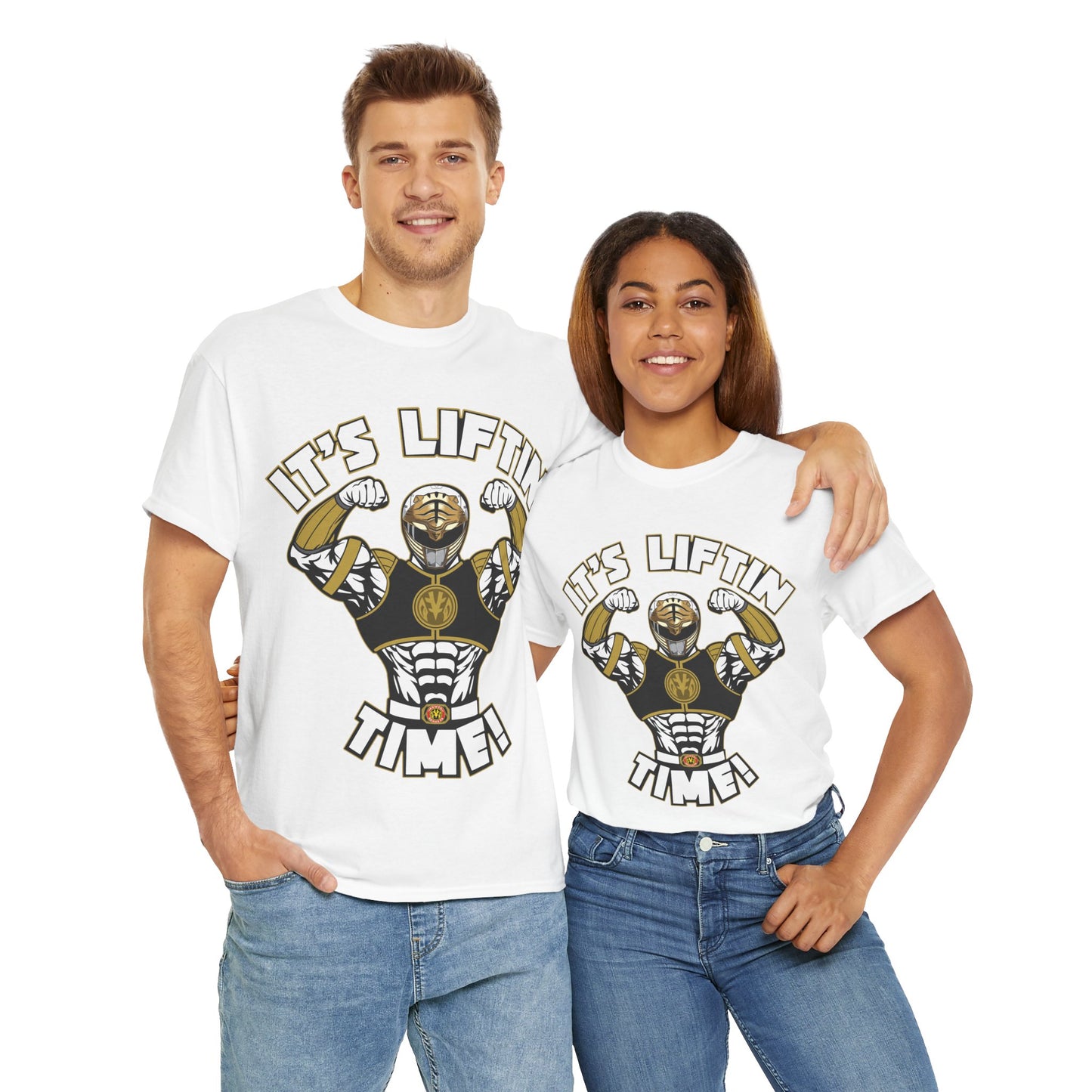 Motivational Fitness Tee - "It's Liftin' Time!" Unisex Heavy Cotton Shirt White