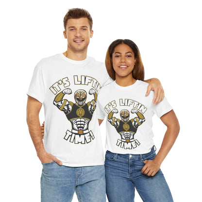 Motivational Fitness Tee - "It's Liftin' Time!" Unisex Heavy Cotton Shirt White