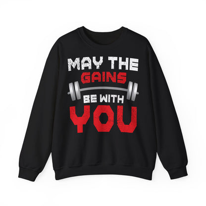 Motivational Gym - 'May the Gains Be With You' - Unisex Heavy Blend™ Crewneck Sweatshirt