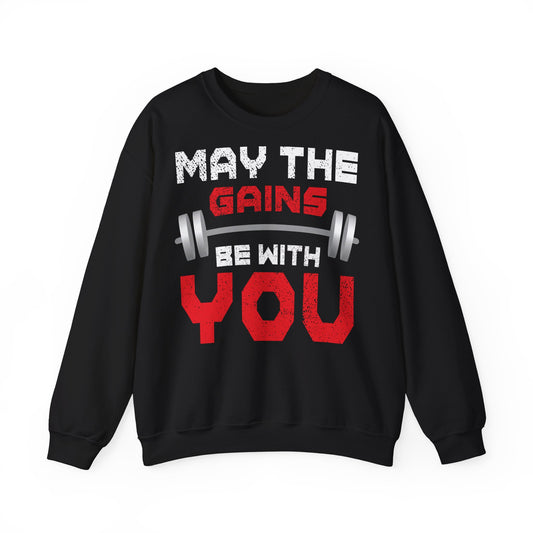 Motivational Gym - 'May the Gains Be With You' - Unisex Heavy Blend™ Crewneck Sweatshirt