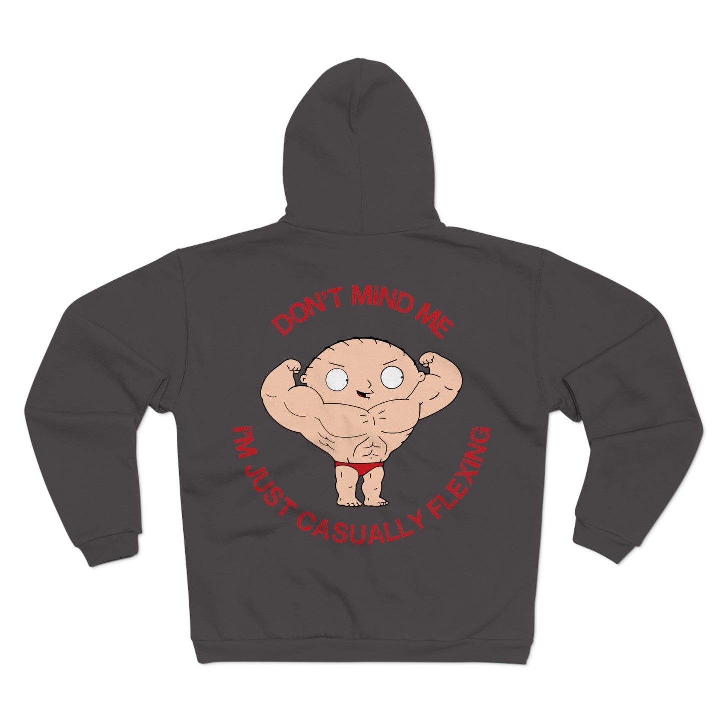 Funny Unisex Hooded Zip Sweatshirt - "Don't Mind Me, I'm Just Casually Flexing"
