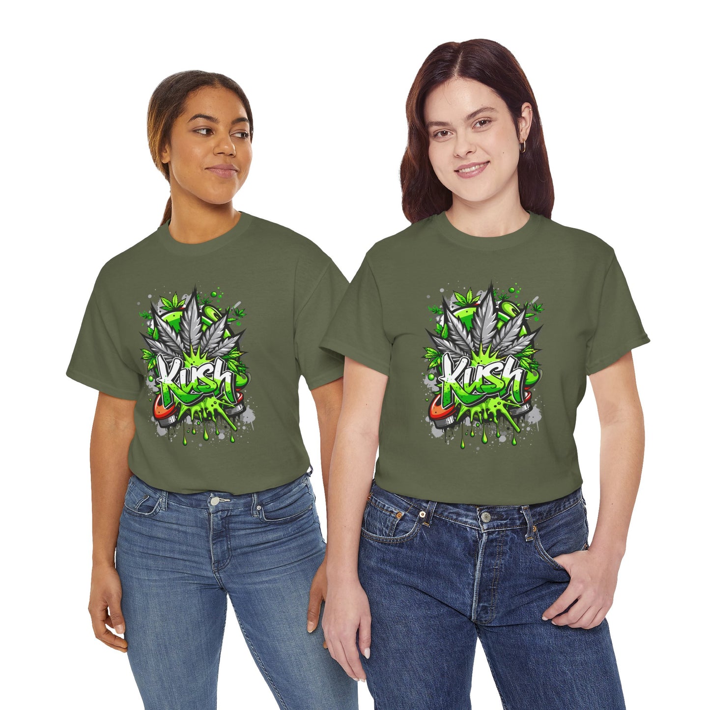 Kush Graffiti T-Shirt — Green Cannabis Leaf Street Art Tee