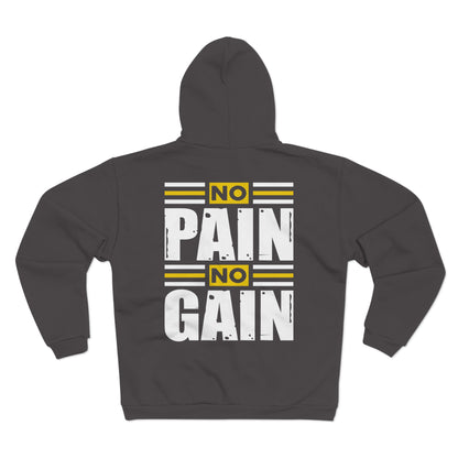 Motivational Workout Unisex Hooded Zip Sweatshirt - "No Pain No Gain"