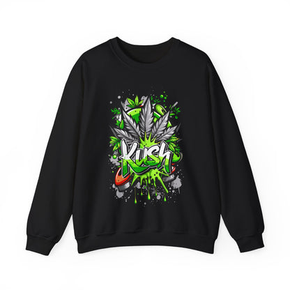Kush Graffiti Sweatshirt — Green Cannabis Leaf Street Art