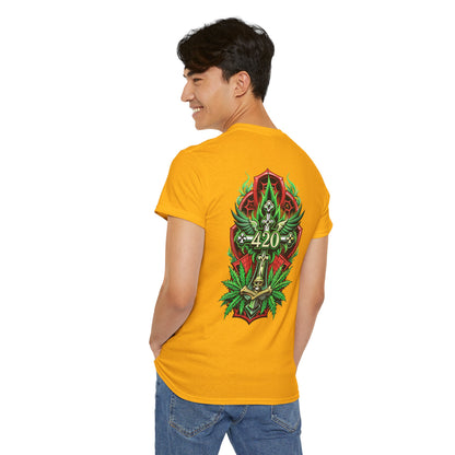 420 Cannabis Shield T-Shirt – Marijuana Leaf Stoner Graphic Tee