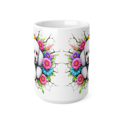 Cute Floral Panda & Poodle Ceramic Coffee Mug – 11oz & 15oz for Animal Lovers