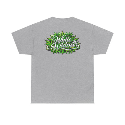 White Widow Graphic Tee — Cannabis Leaf Logo T-Shirt