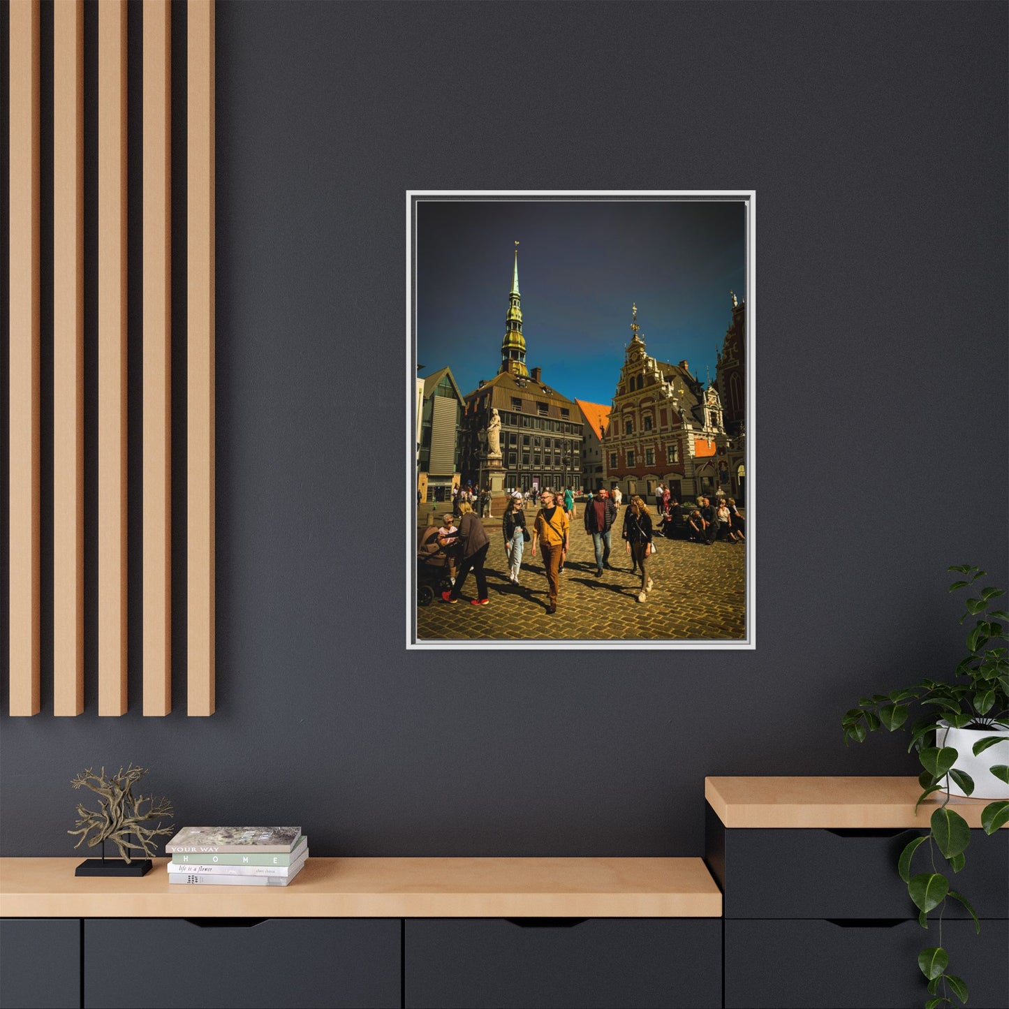 Riga Old Town Matte Canvas, Framed (Multi-color)