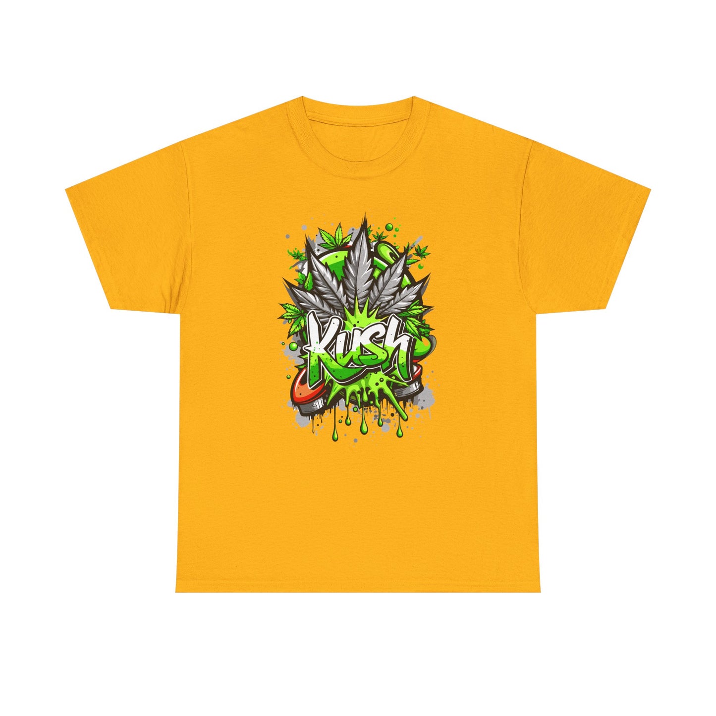Kush Graffiti T-Shirt — Green Cannabis Leaf Street Art Tee