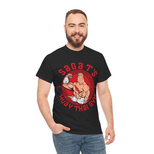 Sagat's Muay Thai Gym Unisex Heavy Cotton Tee - Athletic Style for Fitness Enthusiasts Black