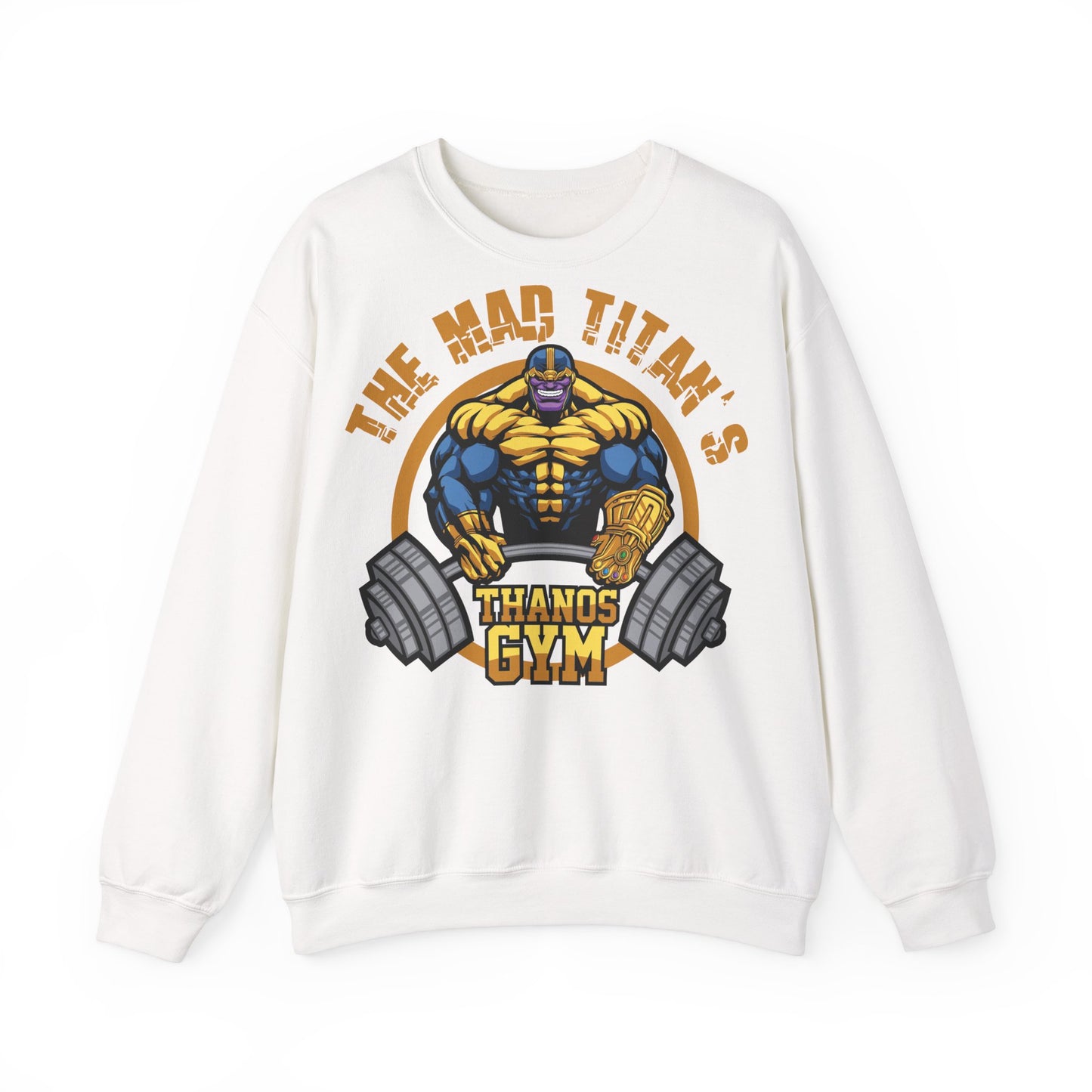 Thanos Gym Crewneck Sweatshirt - Unisex Heavy Blend™ - Perfect for Fitness Lovers White