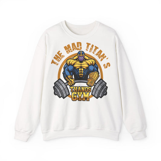 Thanos Gym Crewneck Sweatshirt - Unisex Heavy Blend™ - Perfect for Fitness Lovers White