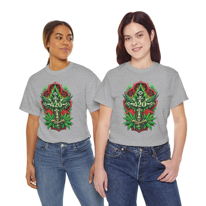 420 Cannabis Shield T-Shirt – Marijuana Leaf Stoner Graphic Tee