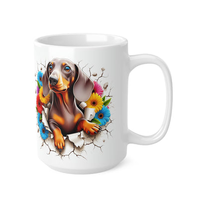 Dachshund Floral Design Coffee Mug - 11oz & 15oz