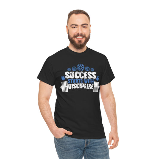 Motivational Fitness Tee - 'Success Starts with Discipline' Unisex Heavy Cotton T-Shirt