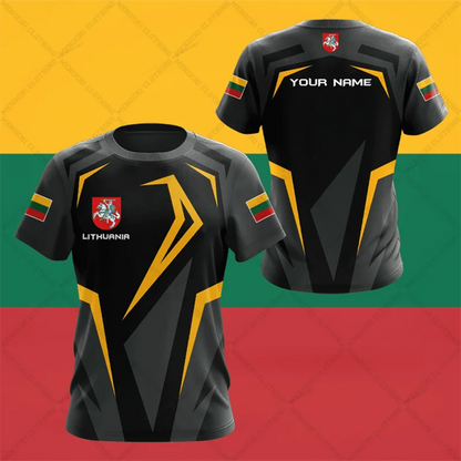 Custom Name Lithuania Emblem Graphic Unisex T-shirts