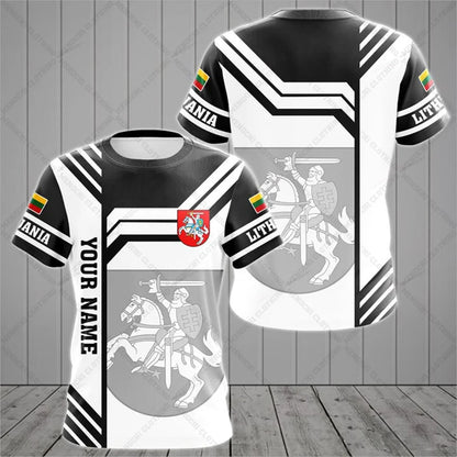 Custom Name Lithuania Emblem Graphic Unisex T-shirts