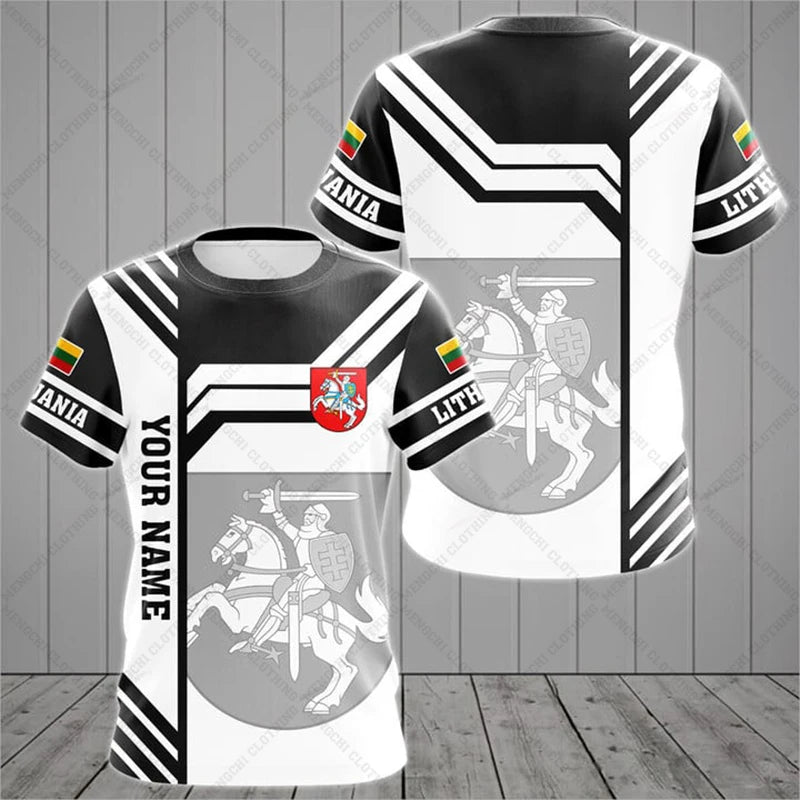 Custom Name Lithuania Emblem Stylish Graphic Unisex T-shirts