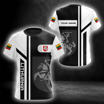 Custom Name Lithuania Emblem Graphic Unisex T-shirts