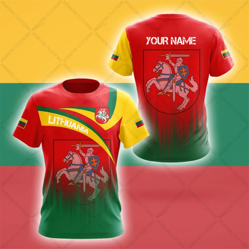 Custom Name Lithuania Emblem Graphic Unisex T-shirts