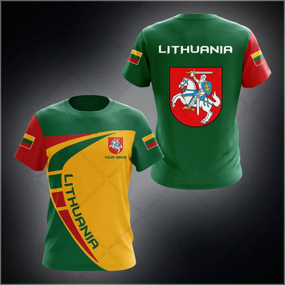 Custom Name Lithuania Emblem Graphic Unisex T-shirts