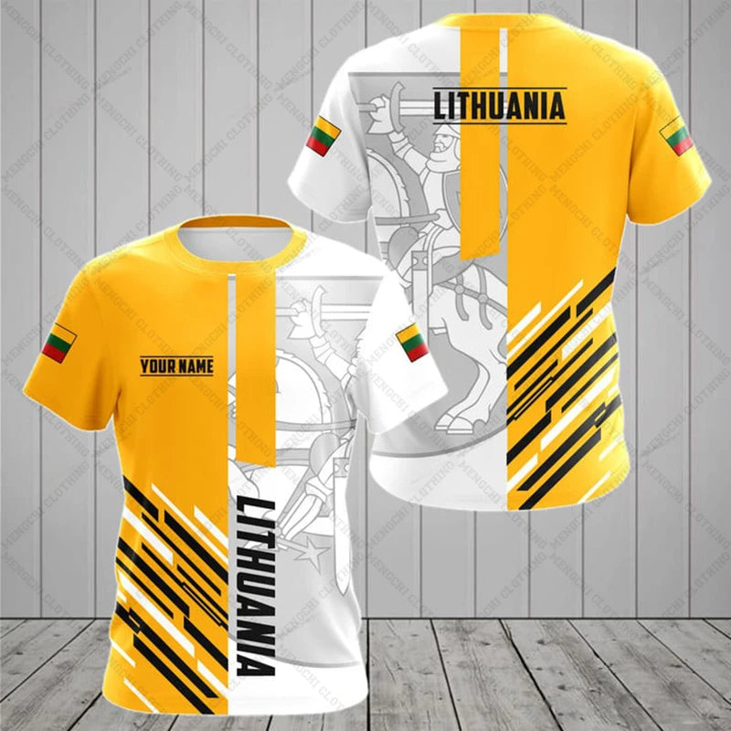 Custom Name Lithuania Emblem Graphic Unisex T-shirts