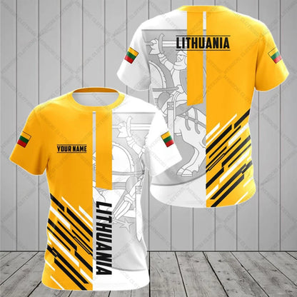 Custom Name Lithuania Emblem Graphic Unisex T-shirts