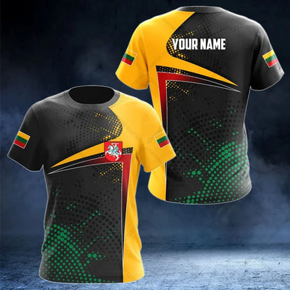 Custom Name Lithuania Emblem Graphic Unisex T-shirts