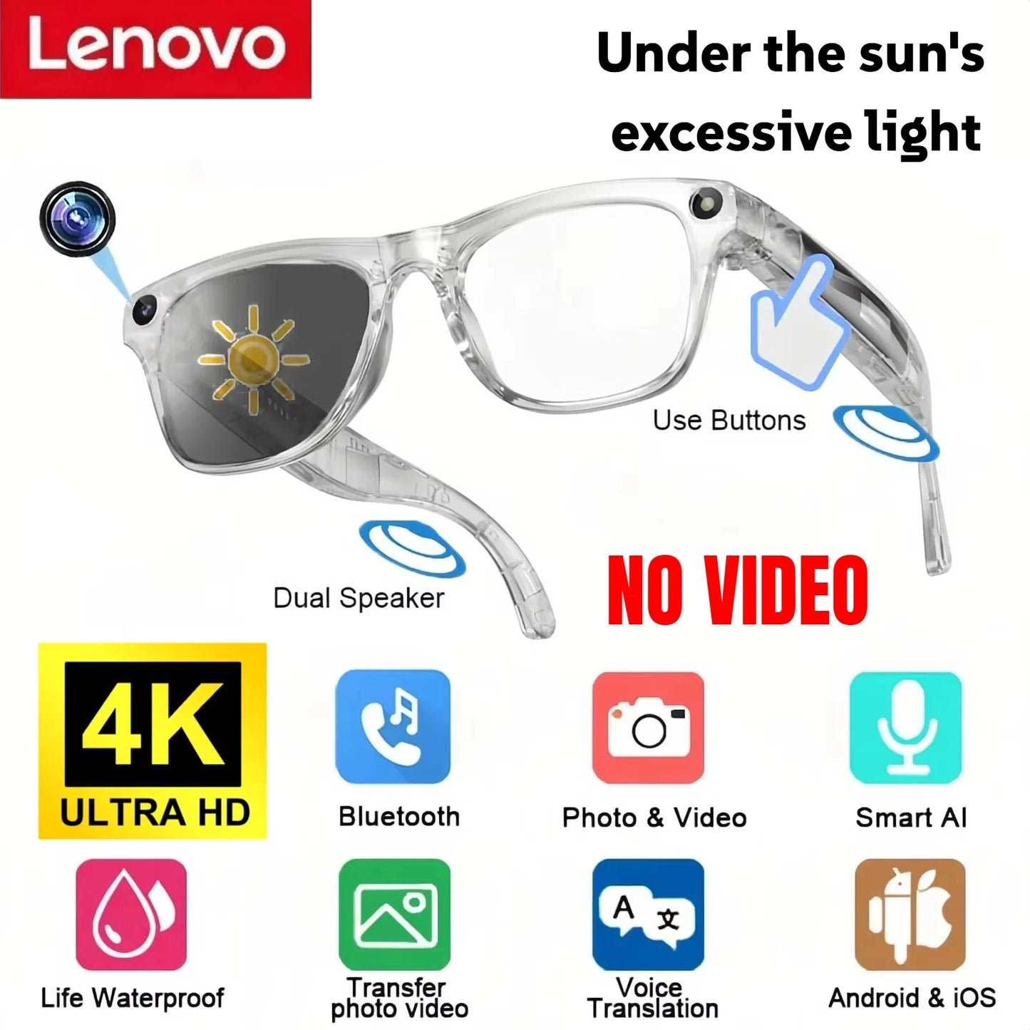 Lenovo AI Smart Glasses 8K HD