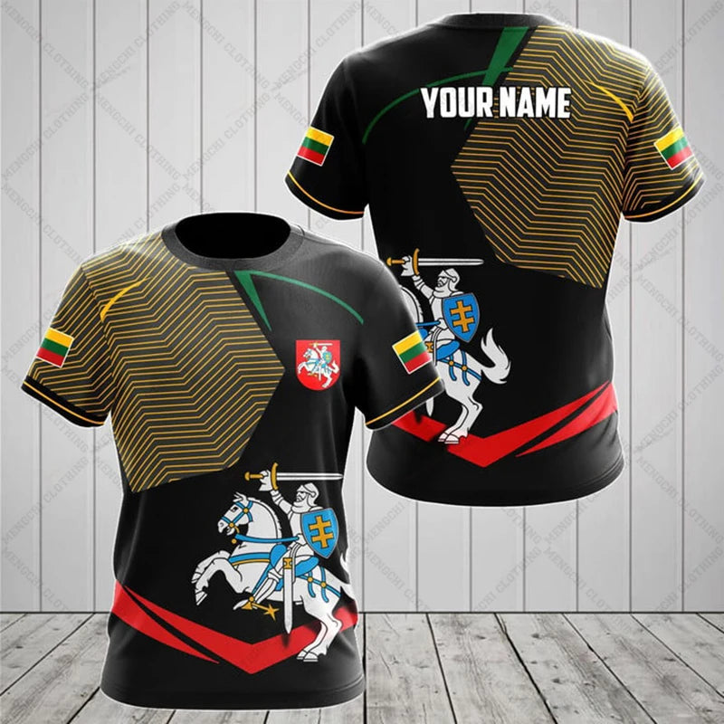 Custom Name Lithuania Symbol Unisex Boys and Girls Graphic T-shirts