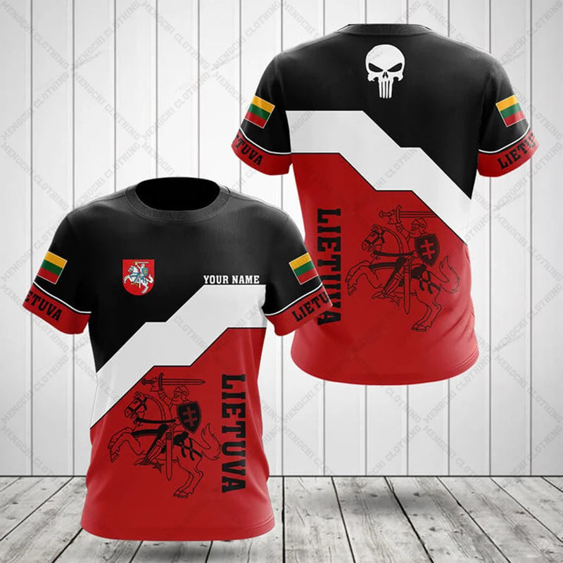 Custom Name Lithuania Emblem Graphic Unisex T-shirts