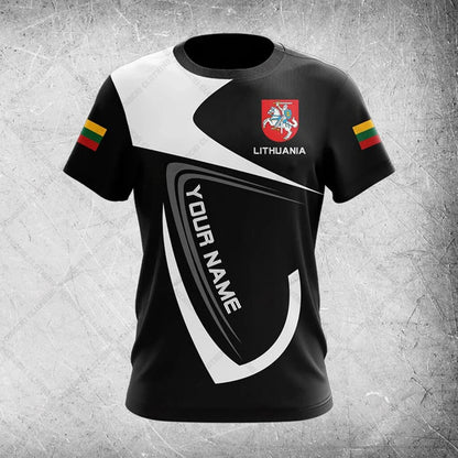 Custom Name Lithuania Emblem Graphic Unisex T-shirts