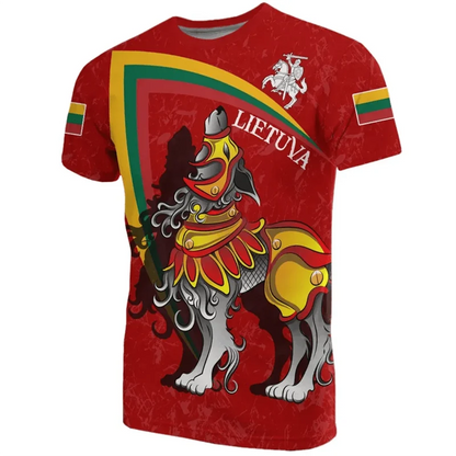 Lithuania 3D Print T Shirt National Emblem Pattern Short Sleeve